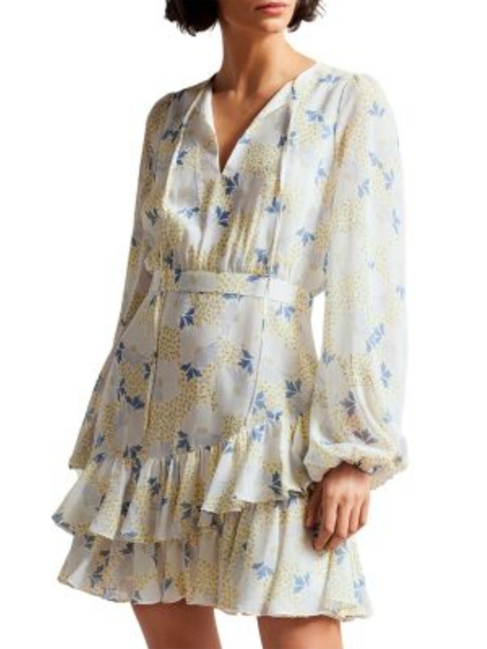 Ted Baker Suziiee Floral Print Waisted Ruffled Mini Dress